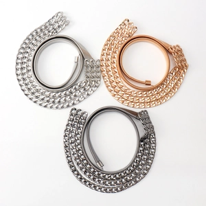 Ceinture chaîne à ressort élastique pour femmes en or argent et gris pour robes