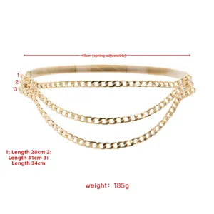 Spécifications de taille pour ceinture chaîne dorée à trois couches avec bande ressort