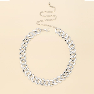 Ceinture Chaîne de Taille Minimaliste Cuban Link Épaisse pour Femmes Hommes Punk Hip Hop Chaîne de Corps Ajustable Bijoux en Métal Argenté