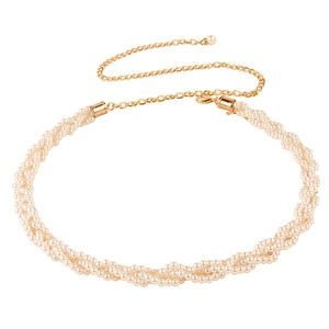Elegante meerlaagse parel-tailleketting met gouden verstelbare schakel voor jurken