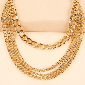 Polished four-layer gold metal chain waist belt for dresses in industrial style