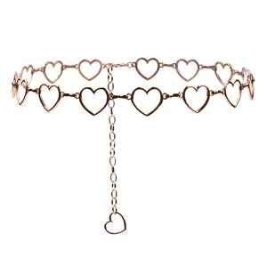 Chaîne de taille élégante en or rose avec maillons en cœur et rallonge réglable pour femme