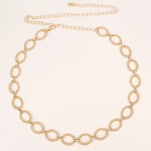 Ceinture chaîne dorée élégante avec maillons ovales et pendentif gland pour robes