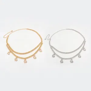 Punk Multi-Layer Gold Silver Metal Waist Chain For Women With Rhinestone Dragon Pendant Adjustable Link Belt Jewelry