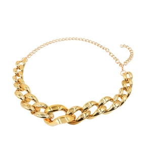 Chunky gold chain choker necklace with adjustable clasp and high-polish finish