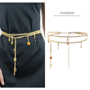 Chaîne de Taille Double Couche Mode pour Femmes Pendentifs Fruits Colorés Émail Alliage Or Argent Ceinture Métal pour Robe