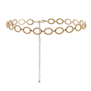 Ceinture élégante en chaîne dorée avec anneaux torsadés et pendentif pour femmes