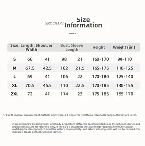 Tableau détaillé des tailles pour polos en maille de lin de la taille S à 2XL