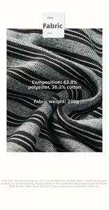 Dettaglio macro del tessuto a righe grigio e marrone da 230g in poliestere e cotone di qualità