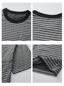 T-shirt classica da uomo a righe con taschino sul petto e dettaglio girocollo