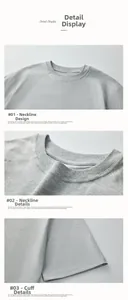 Detailed macro view of the premium gray t-shirt crew neck stitching and knit fabric texture