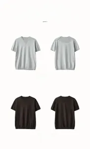 Détails des t-shirts en maille à manches courtes pour hommes en gris et marron
