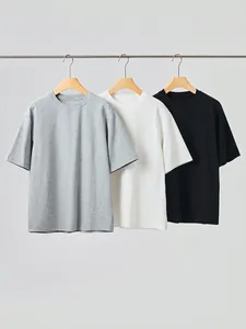Men's Casual Cotton Blend T-Shirt Round Neck Loose Fit Summer Cooling Breathable Short Sleeve Top Basic Solid Color Tee