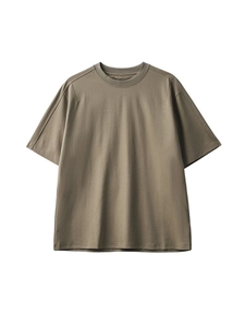 Casual olive green short sleeve T-shirt for men with a relaxed fit and crew neck style