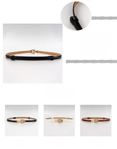 Détails des ceintures fines réglables à double couche avec boucles dorées vintage