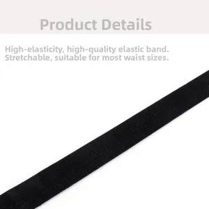 Close-up of black elastic waist belt showing high-stretch fabric and tight weaving