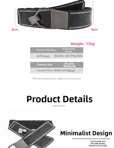 Détail ceinture élastique punk noire avec rivets métalliques et boucle en alliage robuste