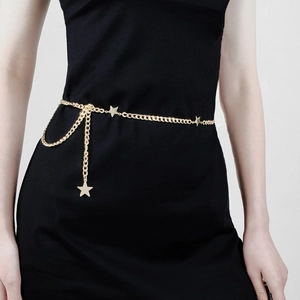 Bohemian Metal Star Moon Waist Chain For Women Adjustable Gold Silver Toned Body Chain Jewelry For Beach Party Decor