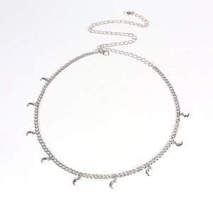 Silver star and moon waist chain for women with adjustable lobster clasp and charms