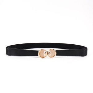 Schmaler elastischer Taillengürtel für Damen mit goldener Rosenschnalle und Katzenauge
