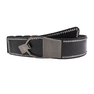 Ceinture corset punk noire pour femme avec clous carrés et boucle fer à cheval