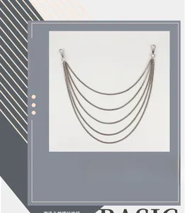 Detail showing five-layered silver metal wallet chains with durable lobster clasps