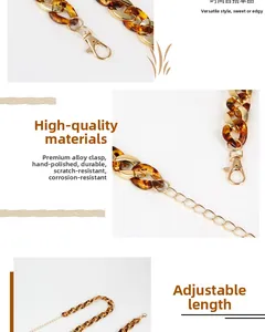 Detail of adjustable leopard print acrylic and gold alloy body chain with lobster clasp