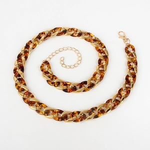 Acrylic leopard print and gold chunky chain belt for dresses stylish body chain accessory
