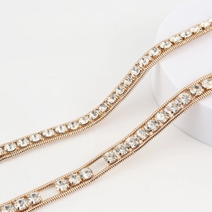 Shiny gold rhinestone body chain belt with sparkling crystals for beach accessories