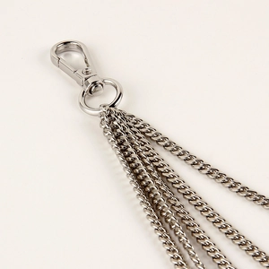 Detail of silver five-layer punk waist chains with a sturdy swivel lobster clasp fastener