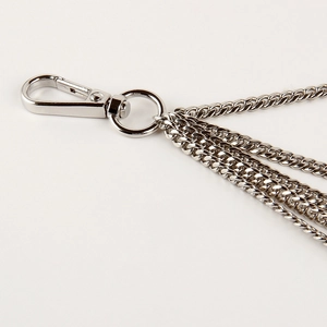 Punk style multi-layered silver metal pants chain with heavy-duty lobster clasp hooks