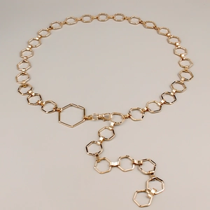 Ceinture Chaîne en Métal Hexagone Géométrique pour Femmes Or Style Punk Chaîne de Taille Ajustable pour Robe Accessoires de Mode