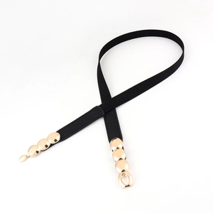 Ceinture élastique noire pour femme avec boucle ovale dorée pour robes et manteaux