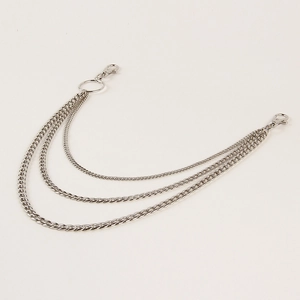 Three-layer silver metal pants chain punk style accessories with lobster clasps