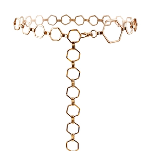 Chaîne de taille géométrique en métal doré avec maillons hexagonaux pour femme punk chic