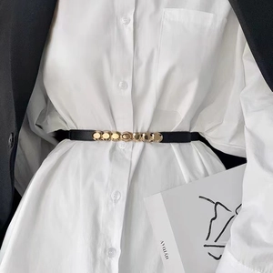 Ceinture Corset Élastique pour Femmes Avec Boucle en Métal Doré Cuir PU Élégant Taille Extensible Minimaliste pour Robe Quotidien