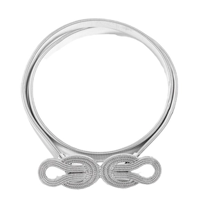 Ceinture élastique en chaîne de métal argenté avec boucle décorative à double anneau