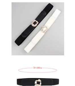 Detail of elastic waist belts for women with rhinestone buckles and 70-100cm size info