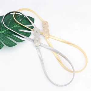 Ceinture Chaîne de Taille Élastique en Métal Élégante pour Femme Boucle Florale Mode Ceinture Robe Mince pour Mariage Fête
