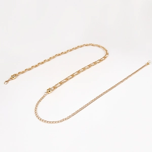 Elegant gold chain waist belt with interwoven pearls and lobster clasp for women dresses