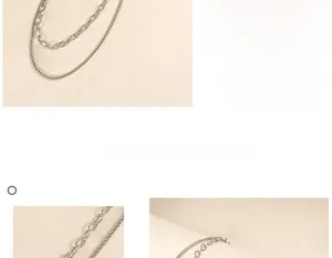 Detail view of double-layered silver alloy hip-hop chain with punk style metal textures