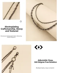Détail de la chaîne de pantalon punk gunmetal avec pendentif crâne et fermoir rotatif