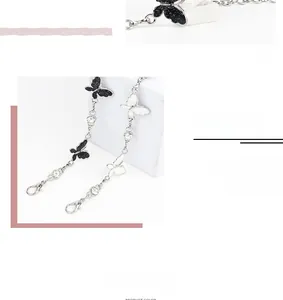 Detail of butterfly waist chain with sparkling rhinestones and adjustable lobster clasp