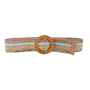 Ceinture tressée bohème colorée avec boucle ronde pour robes d'été et tenue de plage