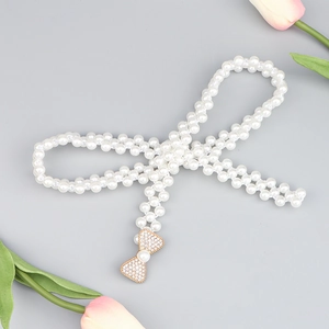 Chaîne de taille en perles élégante avec nœud en strass pour robes, accessoire chic