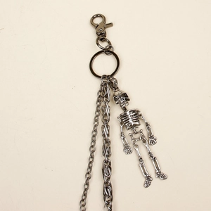 Chaîne de pantalon punk gothique noir avec pendentif crâne et double chaîne en métal