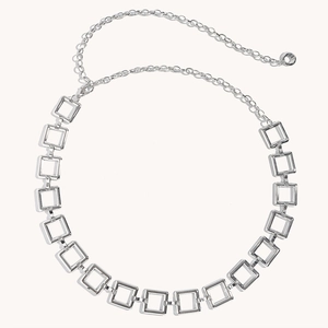 Women Geometric Square Chain Belt Silver Metal Waist Chain Adjustable Decorative Dress Accessory For Women Fashion Jewelry