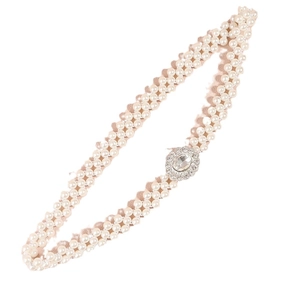 Ceinture de taille élégante en perles avec boucle strass et dentelle pour robes