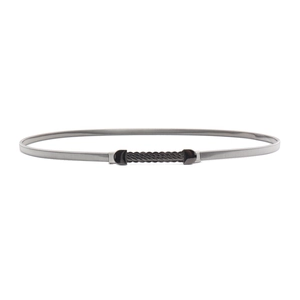 Chic women's silver elastic spring waist chain belt with gunmetal wave buckle