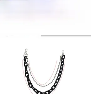 Detail view of 40cm punk hip hop double-layer trousers chain with 2cm wide black links